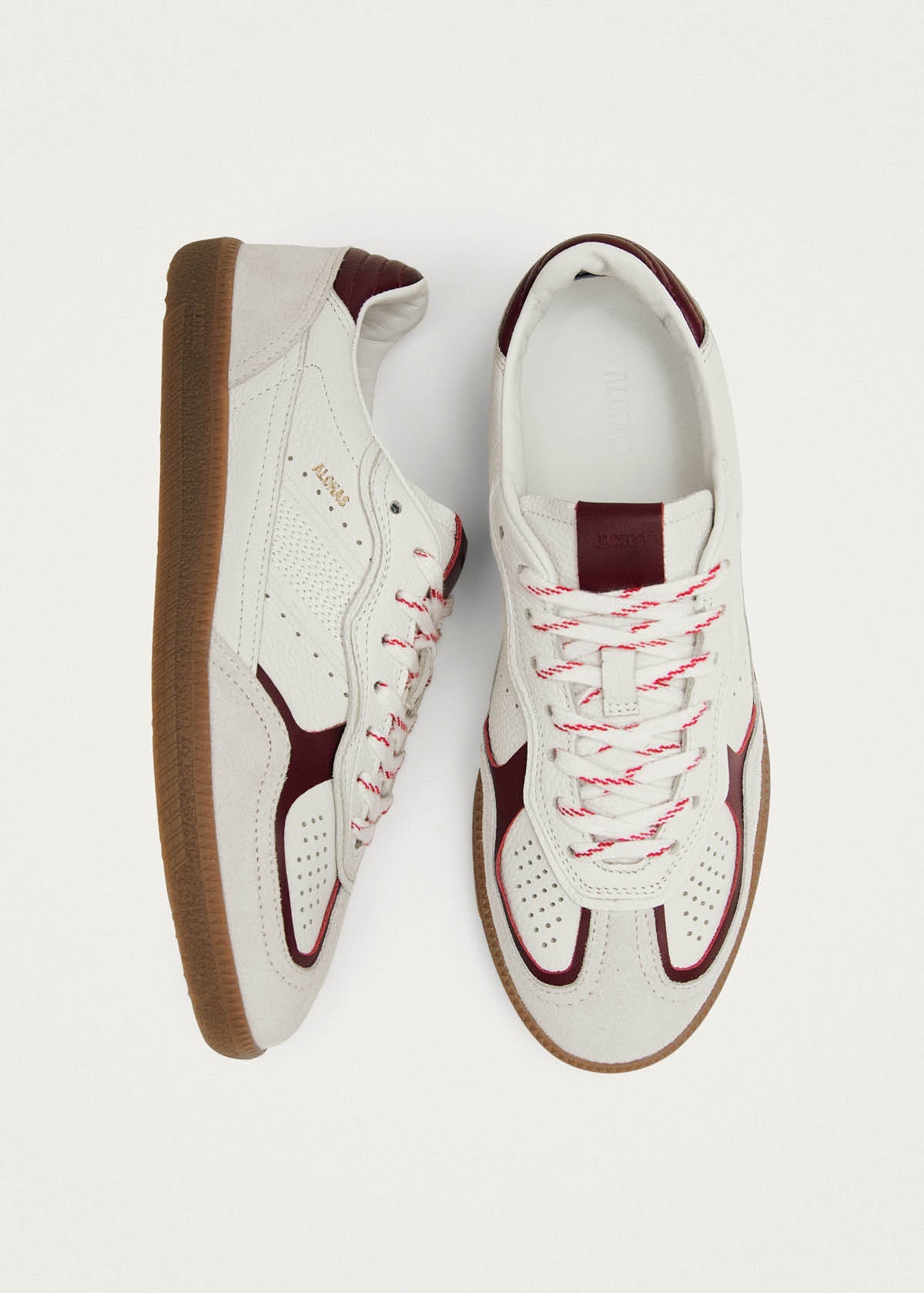Tb.490 Rife Grain White Burgundy Leather Sneakers