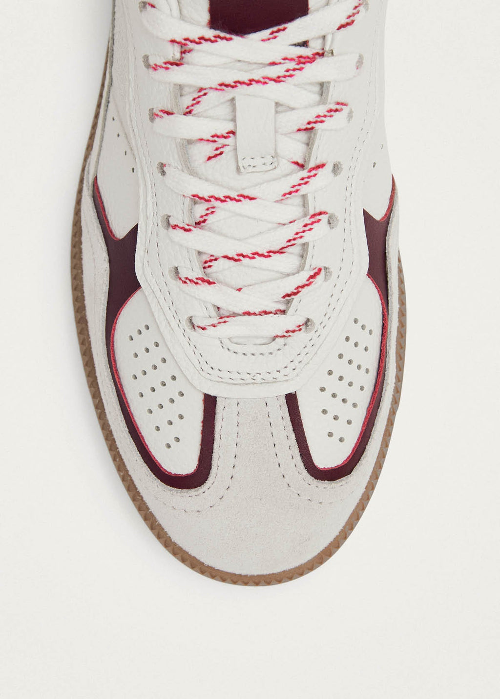 Tb.490 Rife Grain White Burgundy Leather Sneakers