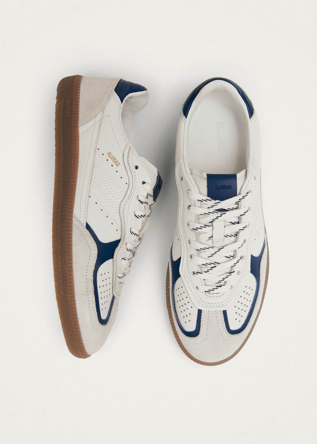 Tb.490 Rife Grain White Navy Leather Sneakers
